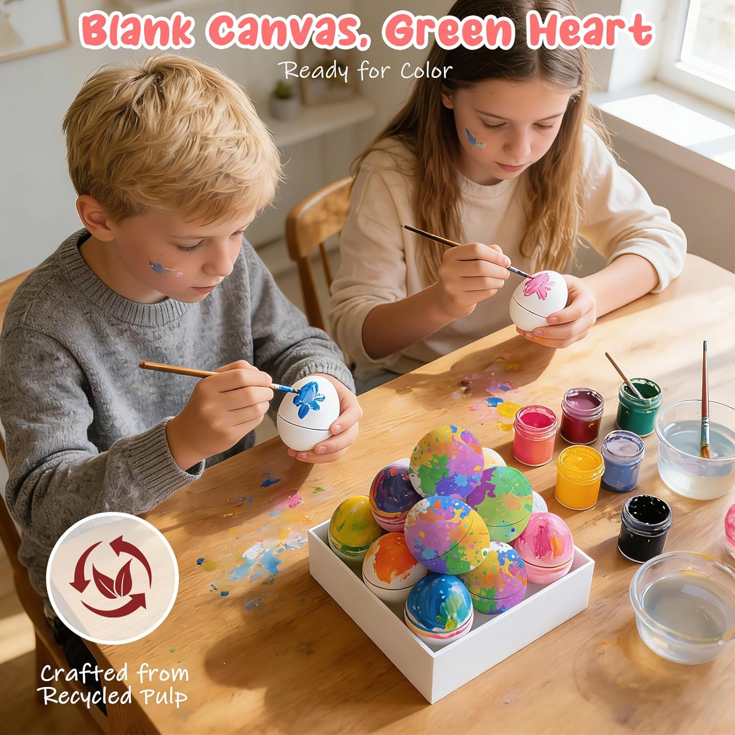 100 Pcs Paper Easter Mache Eggs, 3"x2.3" White DIY Craft Supplies Blank Paper Mache Eggs for Crafts Decorating Fillable Paintable to Paint Decorate DIY for Halloween Christmas Easter Party