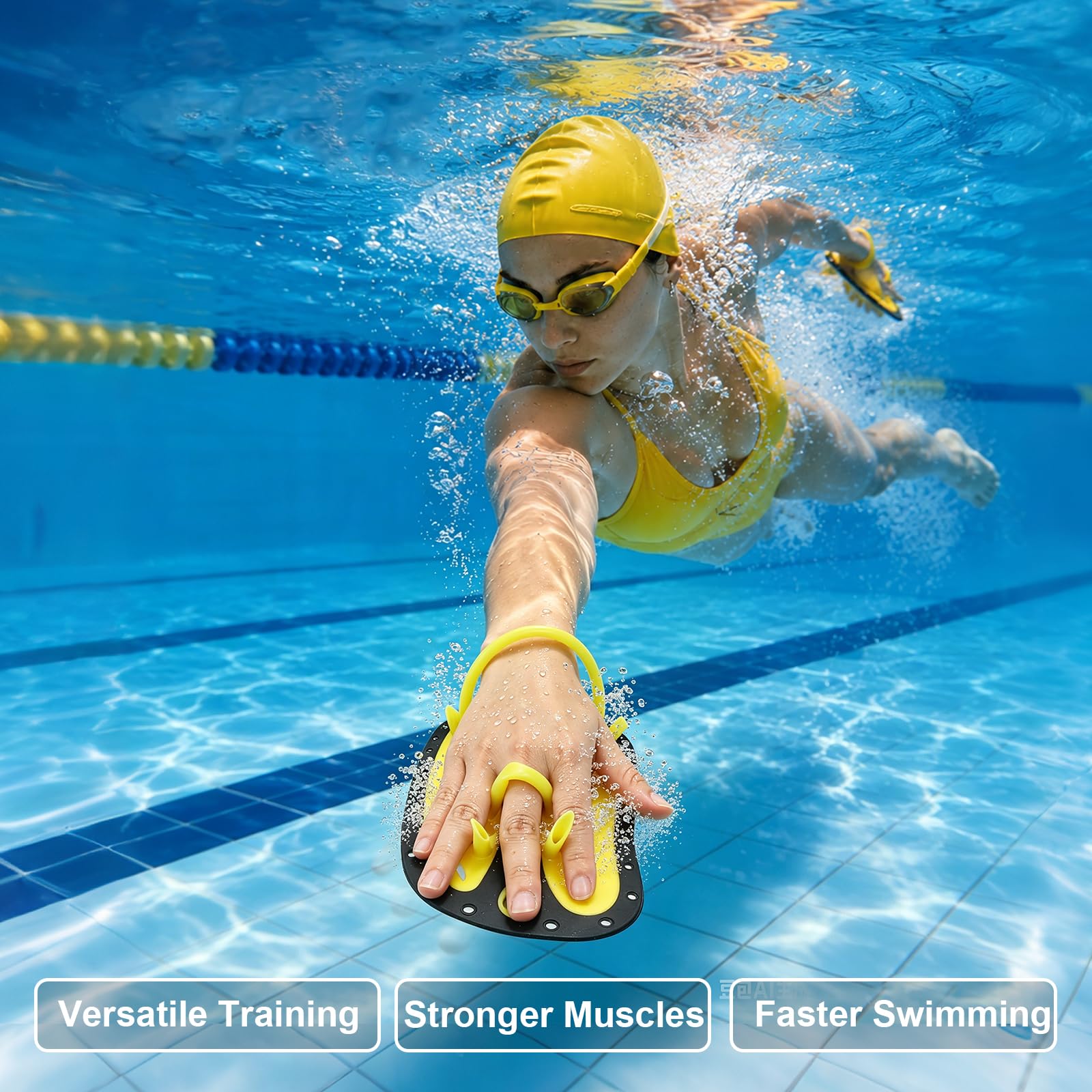 Handpaddel für Schwimmer, Silikon-Schwimmpaddel Einheitsgröße für Erwachsene und Kinder, Schwimmbad-Paddel mit Verstellbaren Riemen, Ergonomisch Geformte Handfläche