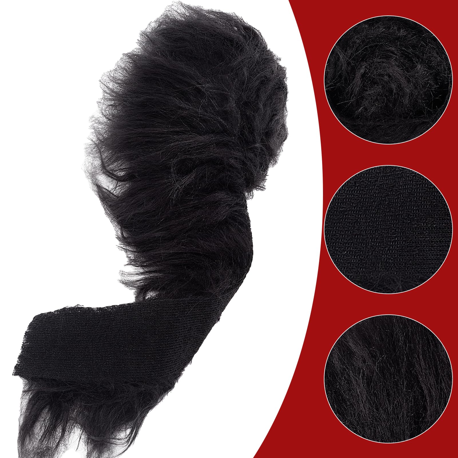 NICENEEDED Black Faux Fur Fabric, 2x59 Inch Precut Fabric Strips - Image 4
