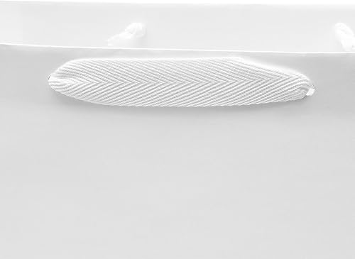 Miniatura 7 de Bolsas de papel kraft blancas con asas de sarga de lujo, 16 x 6 x 12 pulgadas, 25 unidades. Bolsas de papel para compras, bolsas de regalo a granel,