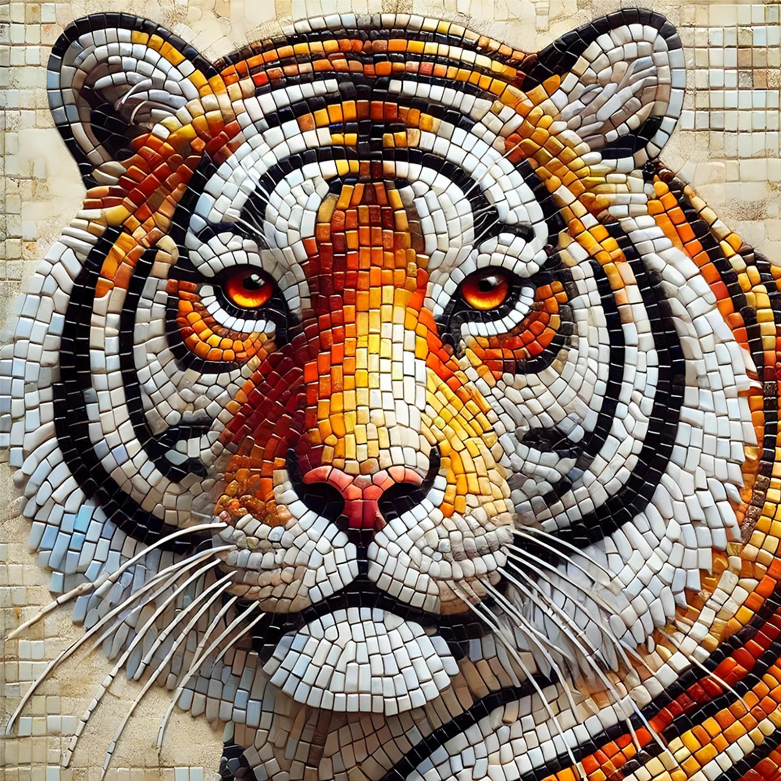 POETRYDRAW Tiger Full DIY 5D Round Drill Gem Art Diamond Art Painting Kits for Adults/Beginners Gift Idea Home Decor Diamond Art Kits 15.75x15.75 in (Tiger)