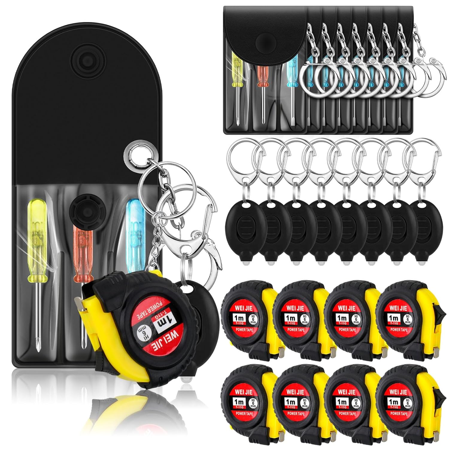 12 Pcs Mini Screwdriver Keychains Tape Measures Mini Tools Bulk for Adults Men Father Birthday Party Gifts