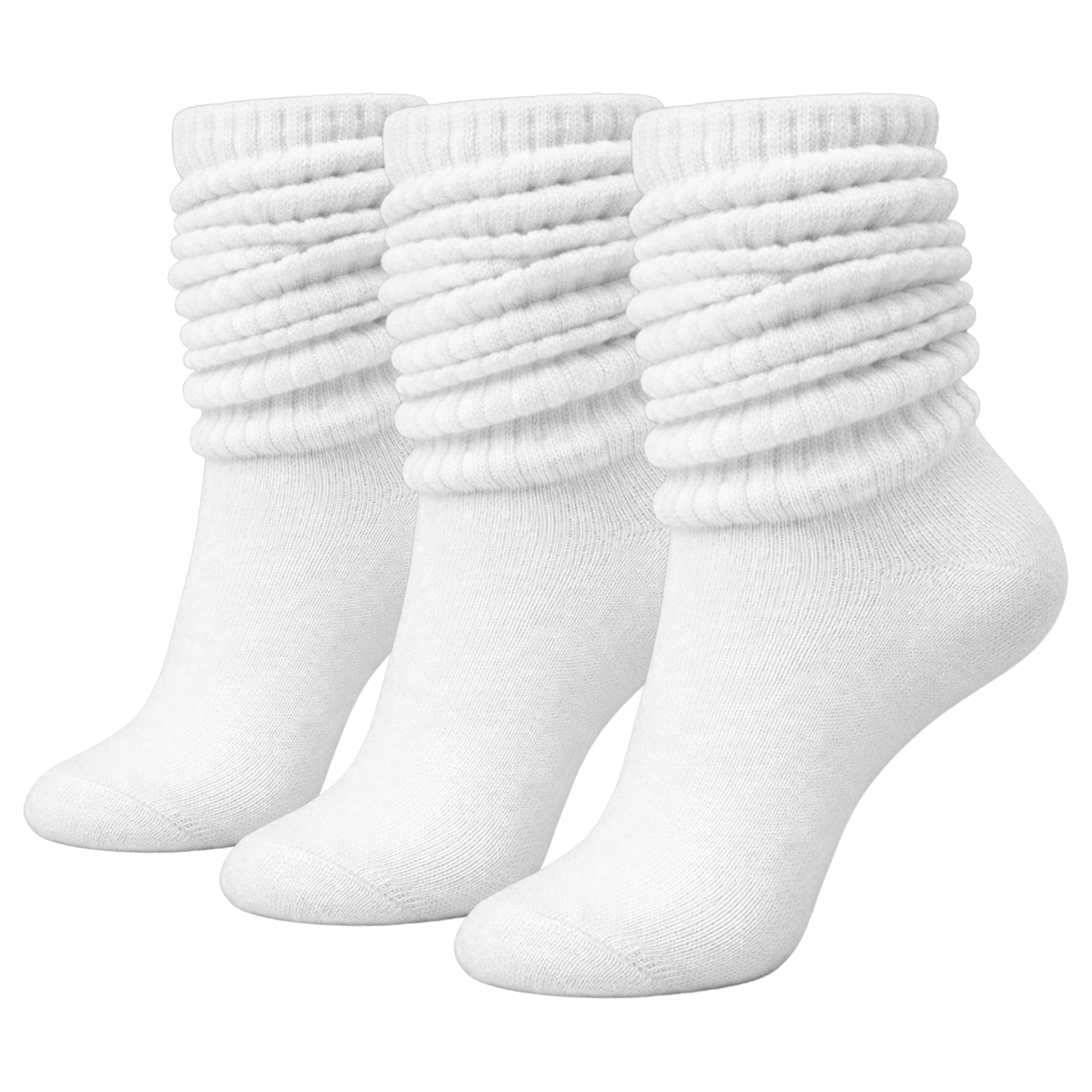 Scrunch Slouch Socks 3 Pairs Womens Crew Knee High Extra Long Slouchy Premium Bulk Pack