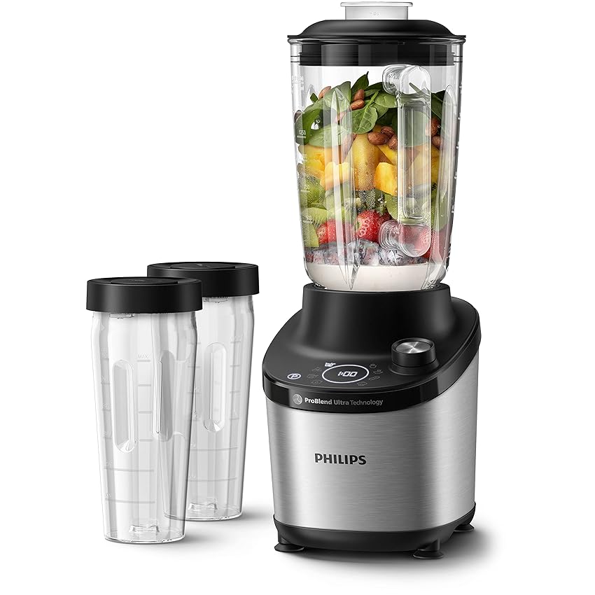 Philips Frullatore ad alta velocità Serie 7000-1500 watt, 2 litri, Tecnologia PowerBlend Ultra, Funzione di Pulitura Rapida, Ricette con HomeID App (HR3760/10)