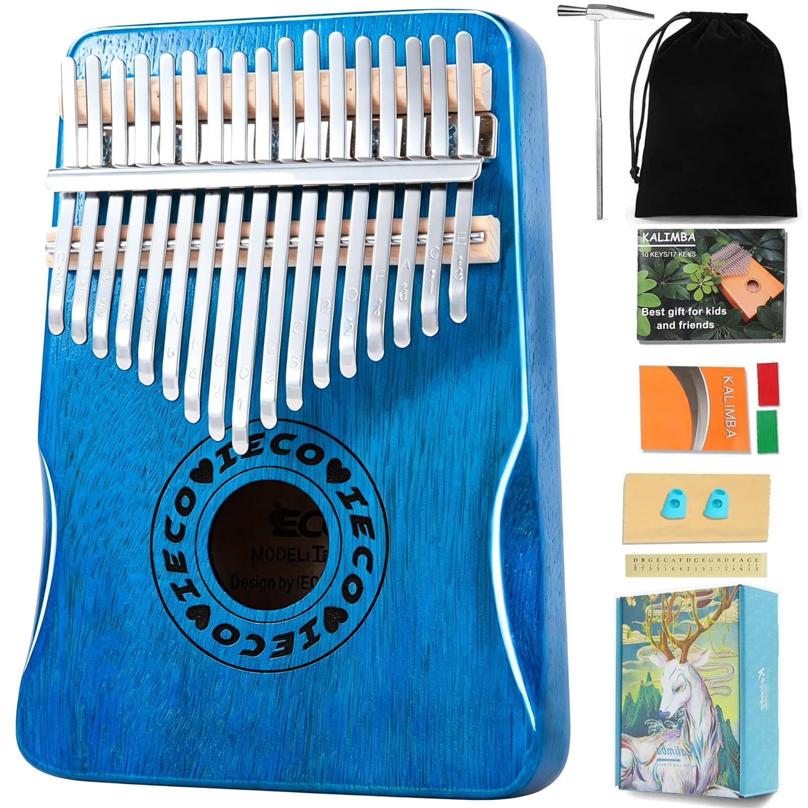 Kalimba 17 Tasti Professionale Mbira per Bambini Adulti Portatile Calimba Strumenti Musicali con Custodia Protettiva Istruzioni Martello