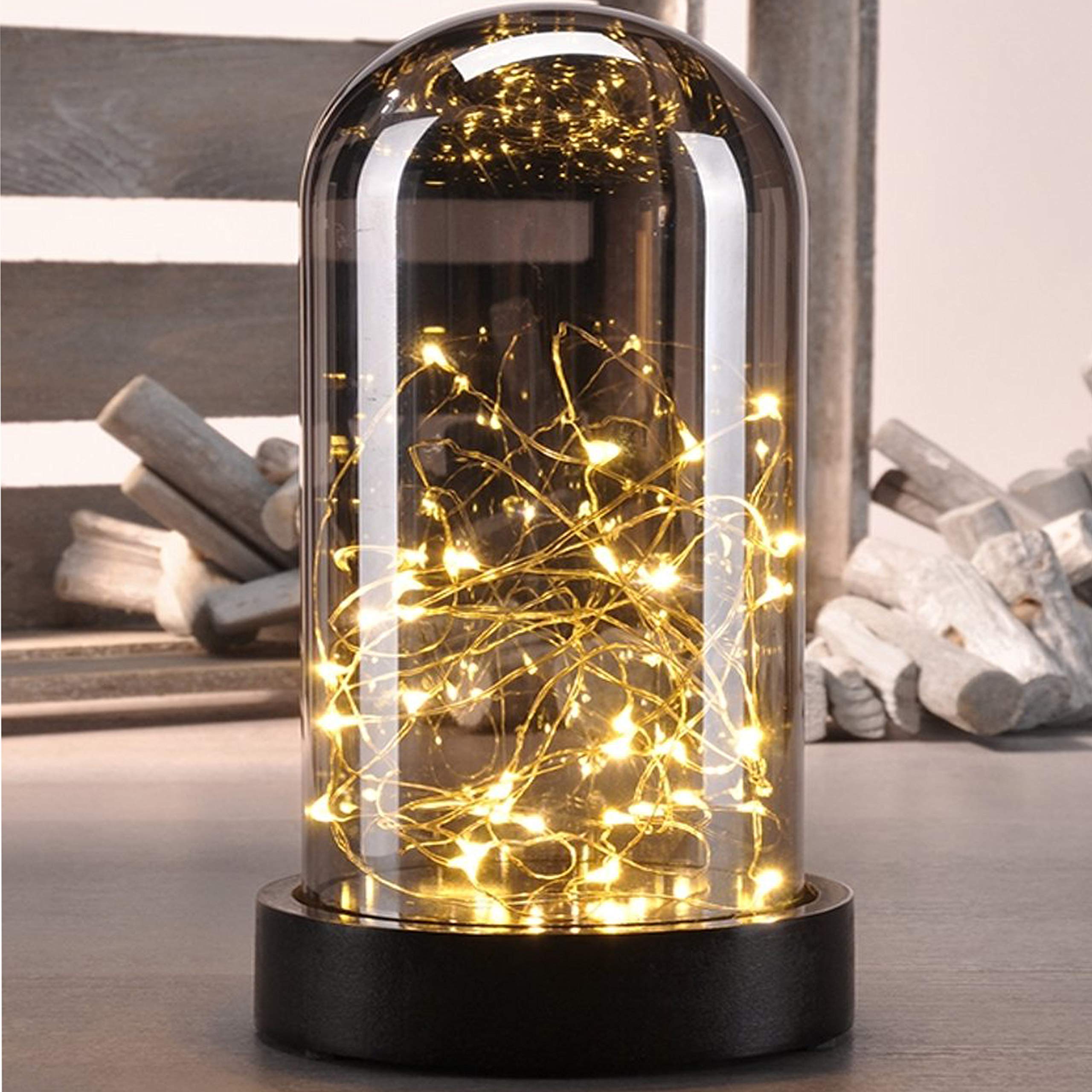 Lunartec Mini-Krippe 2er-Set – Mit LED-Beleuchtung Unter Glasglocke, Handbemalt (Weihnachtsdekoration)