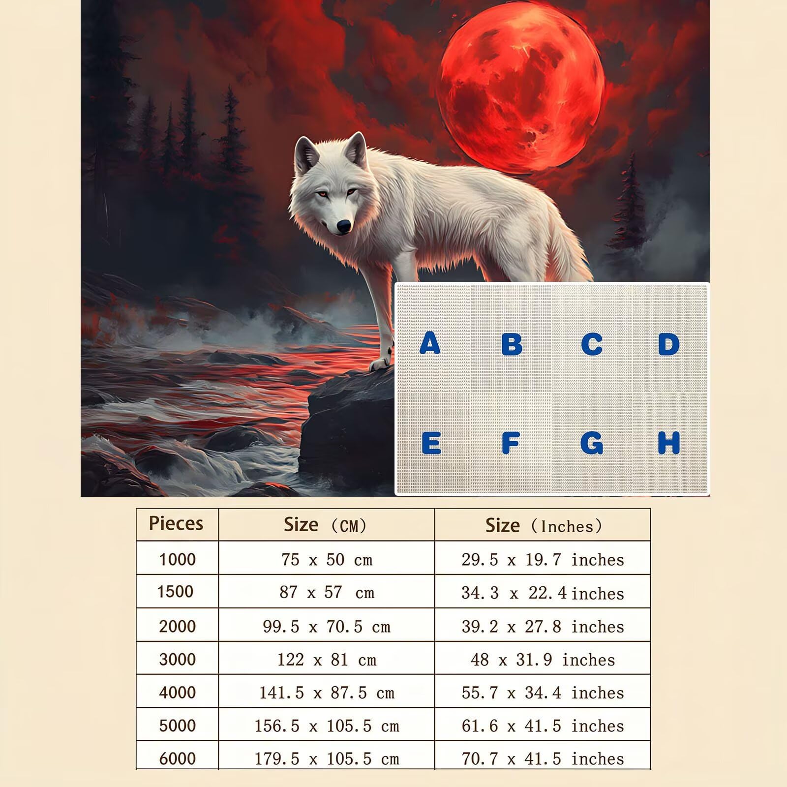 Puzzle 5000 Pezzi Classici, Puzzle Lupo luna 156 x 105 cm, Gioco Educativo e Antistress in Legno con Poster Incluso, Ttività DIY per Famiglia, Regalo per Appassionati, Decor Parete Casa, f0-609