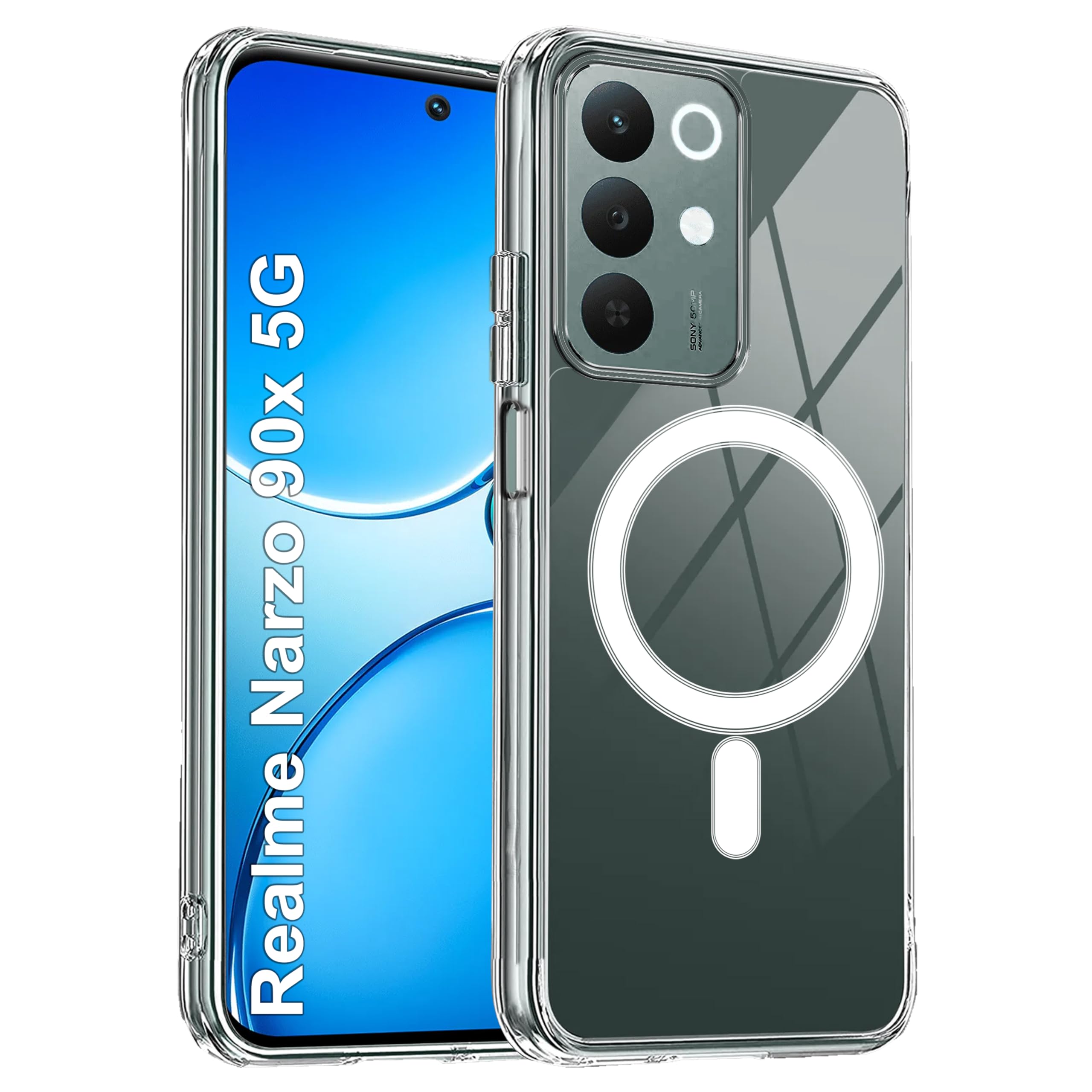 Zapcase Back Case Cover for Realme Narzo 90x 5G | Compatible for Realme Narzo 90x 5G Back Cover | Compatible with MagSafe | Scratch-Resistant Back Cover | Clear