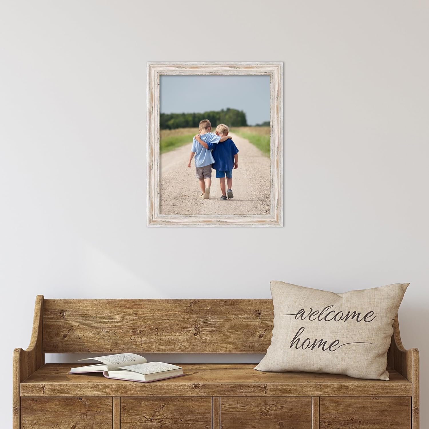 Amanti Art Picture Frame 16x20 Photo Frame, Alexandria White Wash Narrow Wood Framing for your Wedding Photos, Family Pictures, Diploma, Certificate, Kids Art Gift for Mom or Poster Wall Decor
