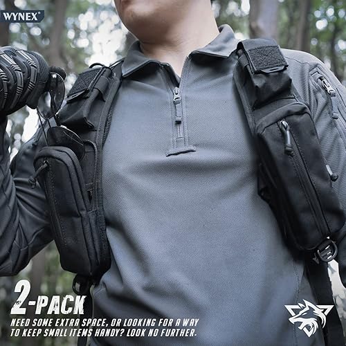Miniatura 2 de WYNEX Bolsa de accesorios Molle de doble cremallera, bolsa de bolsillo para mochila, correa para el hombro, accesorio Molle, accesorios tácticos