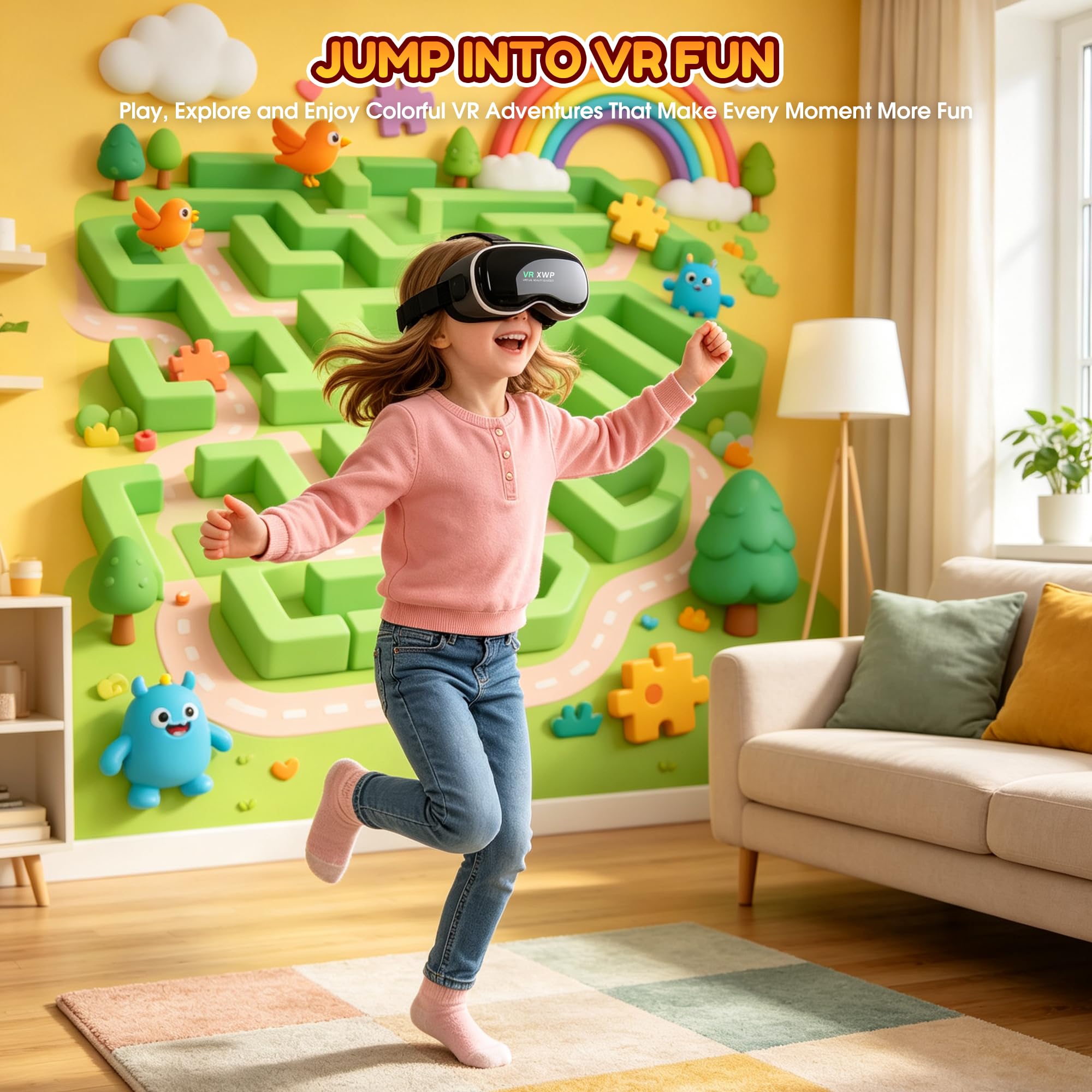 XWP Visore VR, Occhiali Per Realtà Virtuale 3D Per Smartphone, Compatibile Con iPhone & Android (4.7–7.0"), Con Lenti HD, Per Apprendimento, Giochi E Film, Regalo Di Compleanno Per Bambini E Famiglia