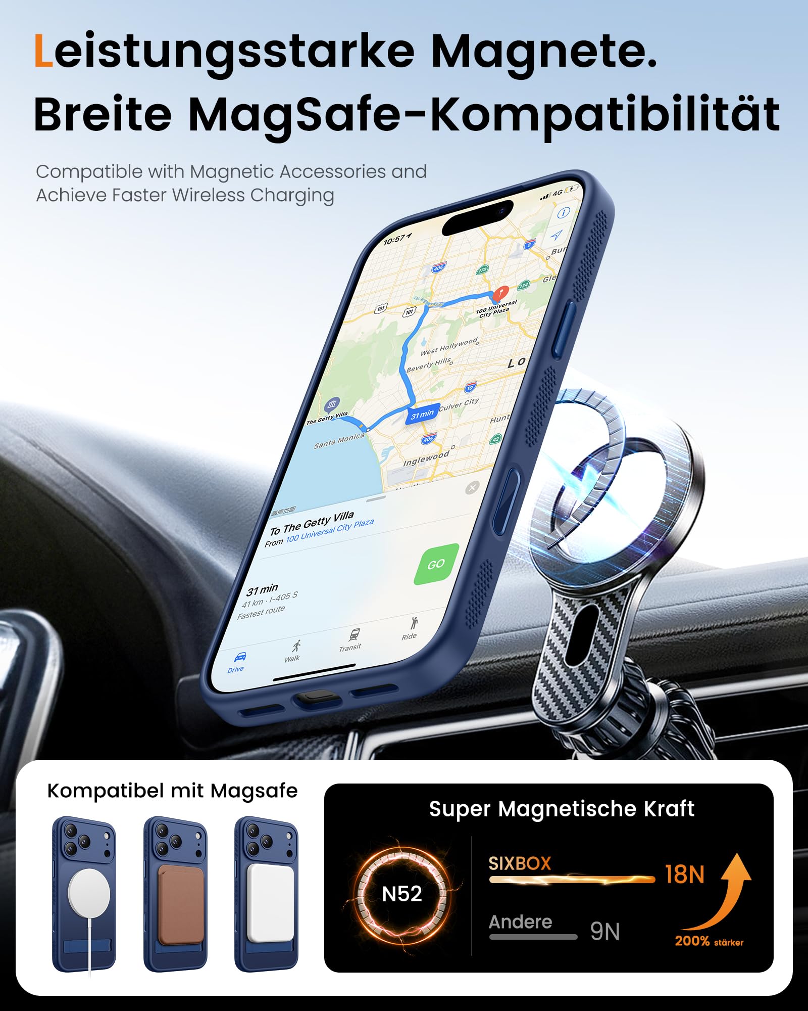 Coque Fine pour iPhone 17 Pro Max, Protection Militaire, Compatible avec MagSafe, Coque avec Béquille, Protection Camera, Bouton Camera Control, Housse Translucide Mat iPhone 17 Pro Max, Bleu
