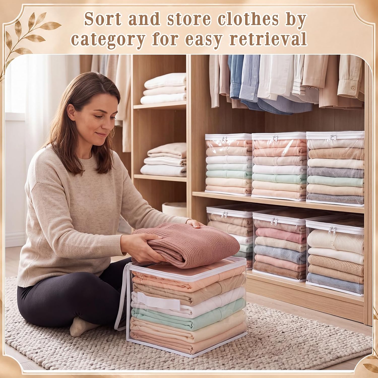 Eccliy 16 PCS Clear Storage Bags 18L Double Zipper Foldable Organizer