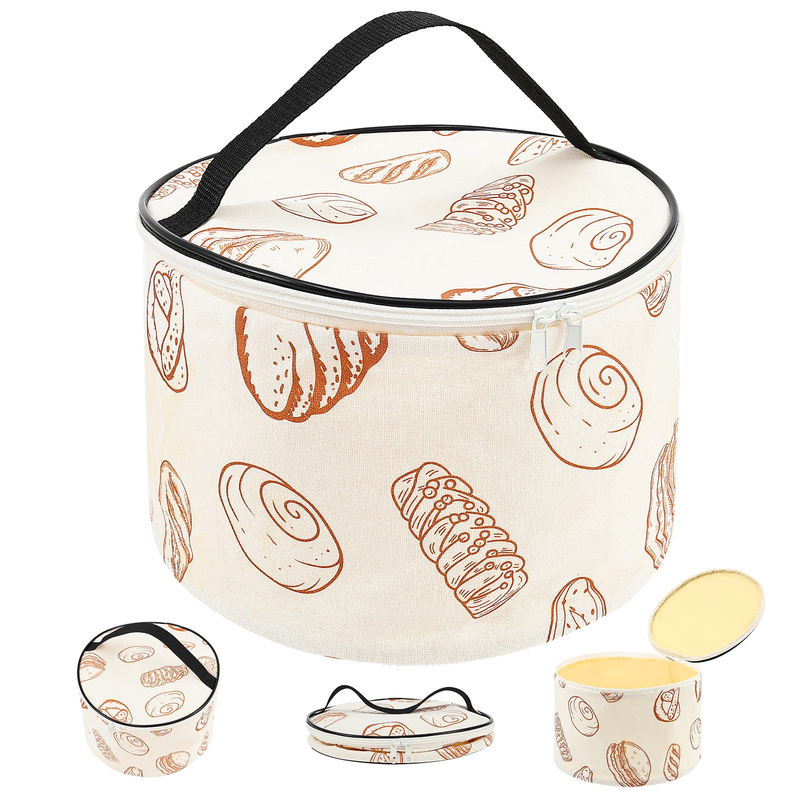 Beeswax Bread Bag, Reusable Beeswax-Lined Cotton Storage Bag with Double Zipper and Handle, 9.2"x5.9" Cylindrical Freshness Keeper for Homemade Sourdough, Bakery Essential(Style 3)