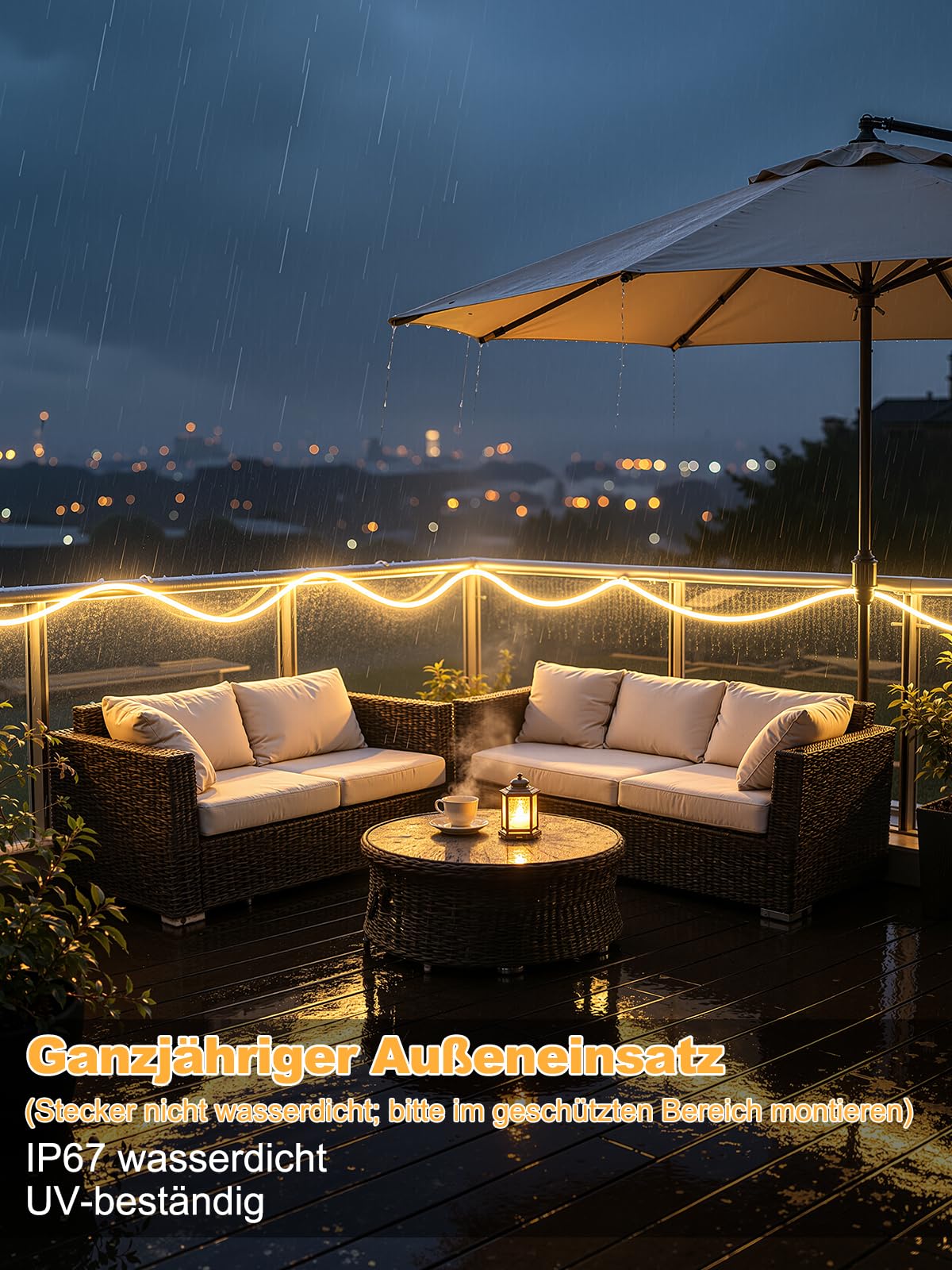 BRIMAX LED Neon Streifen Premium-Silikon 10M 3000K IP67 | Dimmbar & schneidbar, UV-beständiges Silikon-Gehäuse, inkl. 24V Netzteil, für Innen & Außen geeignet