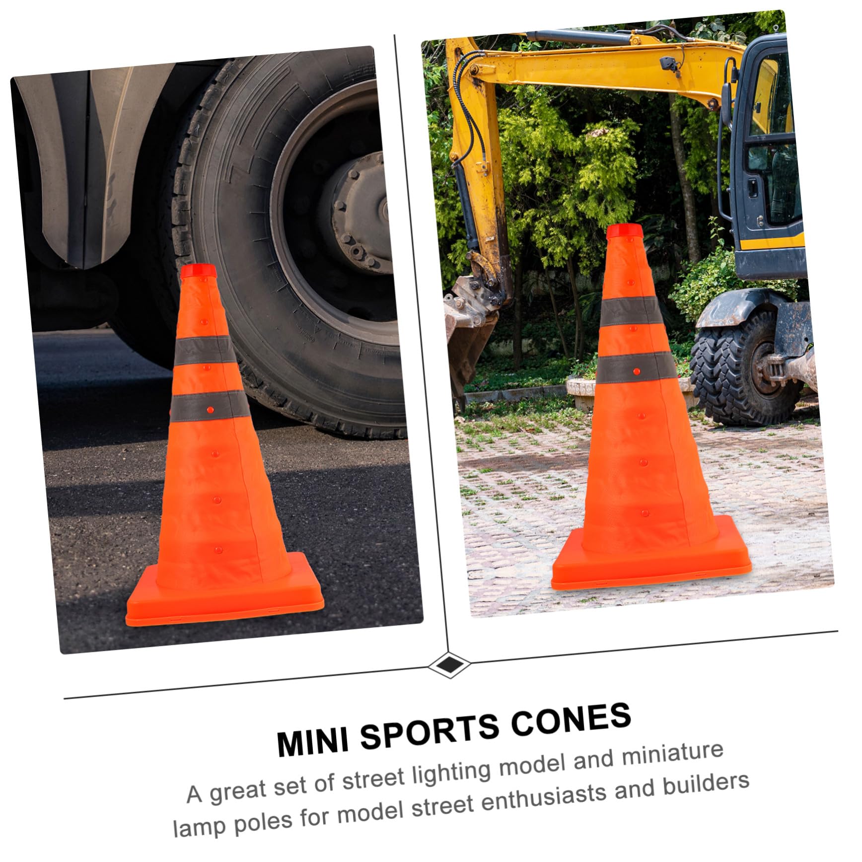 Lot de 2 Cônes de Signalisation Extensibles Orange 45 Cm en Polypropylène Réfléchissants, Pliables pour Sécurité Routière et Délimitation Terrains Extérieurs et Intérieurs
