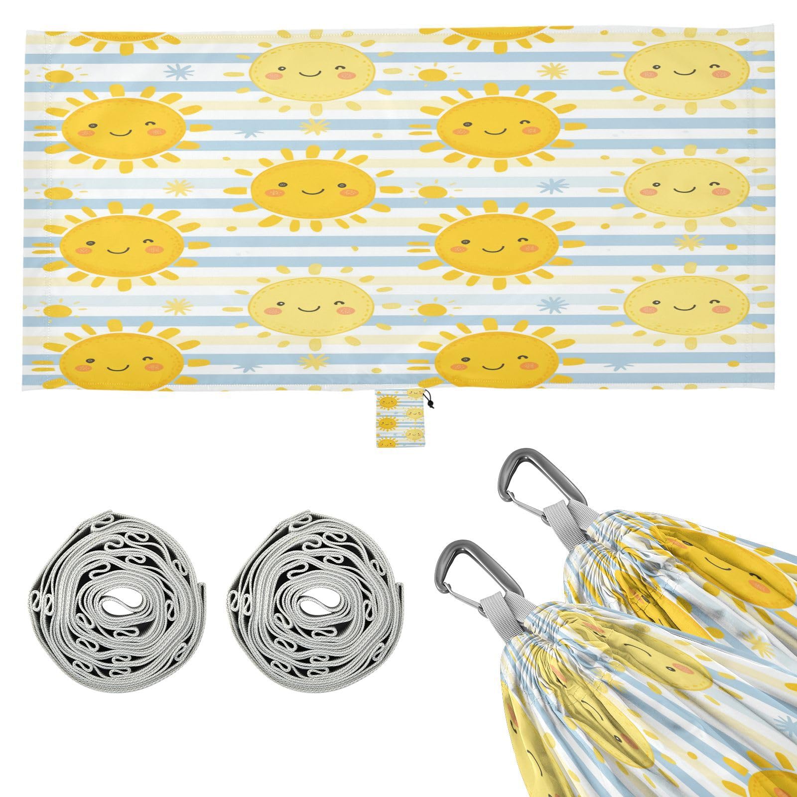 ATTX Cute Sunshine Camping Hammock - Lightweight & Portable Hammocks, Heavy Duty 330lbs Capacity for Indoor, Hiking, Backpacking, Travel, Backyard, Beach#127