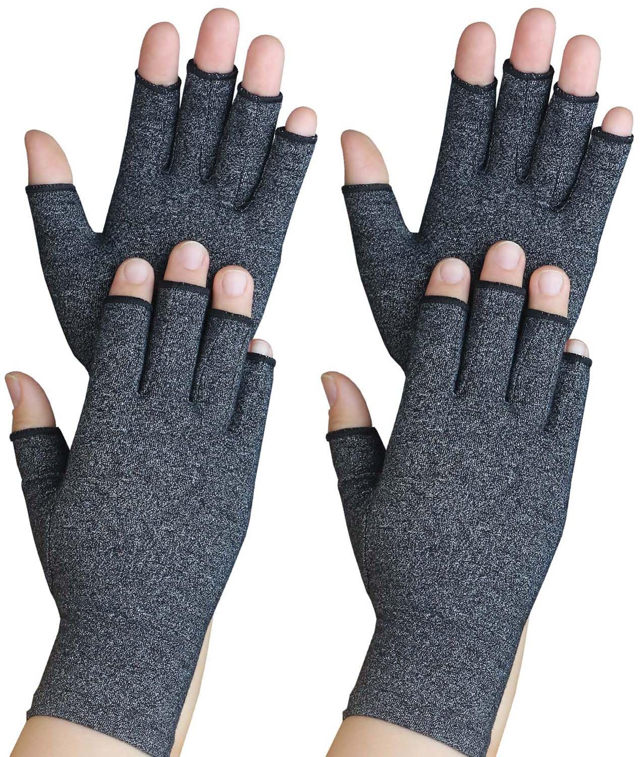 2 pares de guantes para artritis, guantes de compresión de mano para reumatoides, alivio del dolor, túnel carpiano, hinchazón, soporte articular, guantes sin dedos para conducir para mujeres