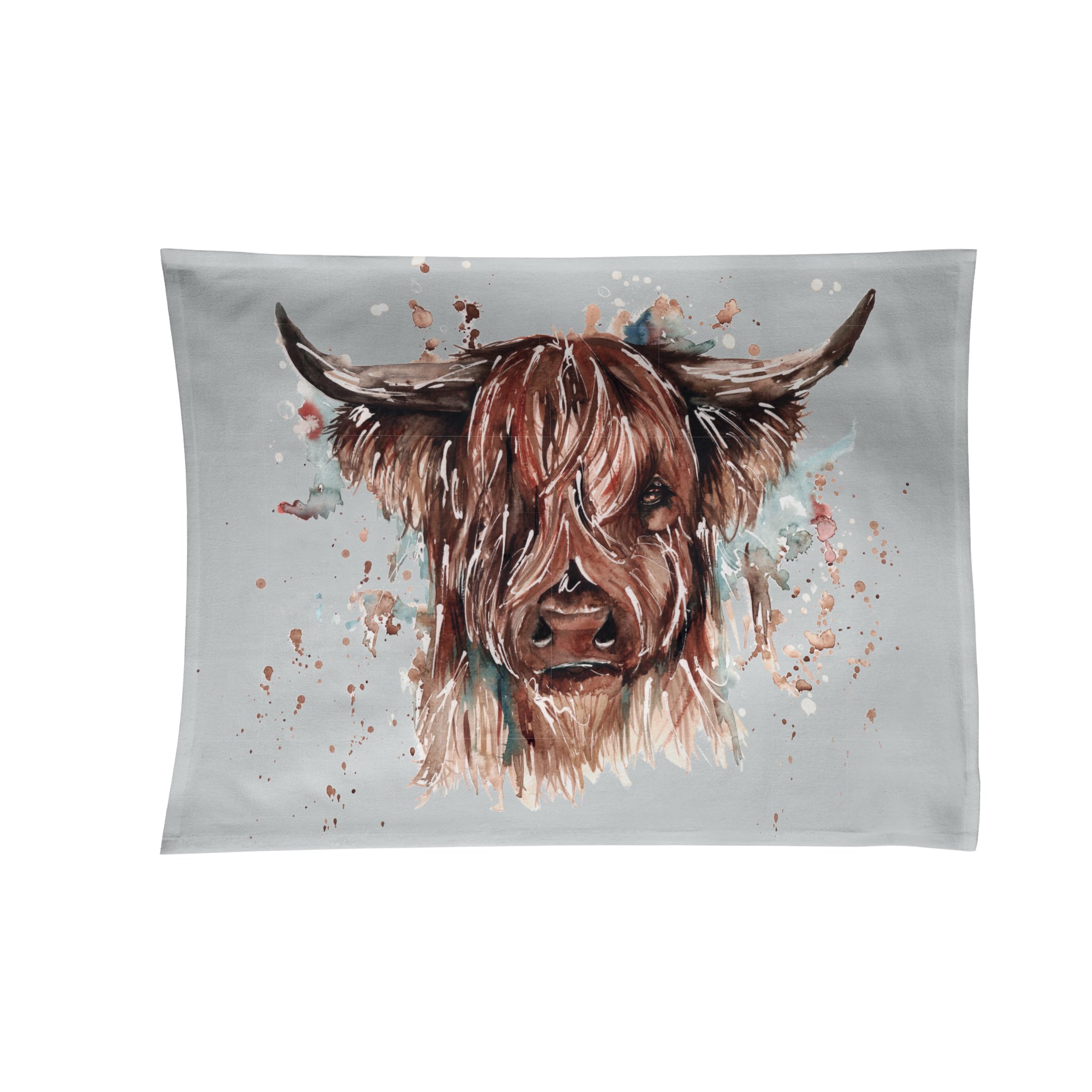 Meg Hawkins Mixed The Hebrides Highland Cow Watercolour Design Tea Towel – 100% Cotton | Giftable