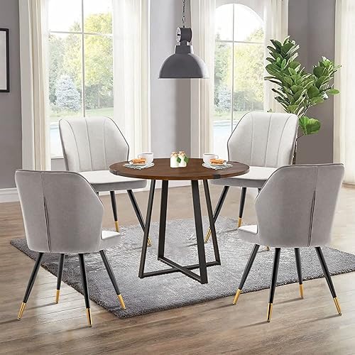 Miniatura 5 de Juego de 2 sillas de comedor, modernas sillas de comedor tapizadas sin brazos para cocina, comedor, escritorio, sillas laterales con patas de metal,