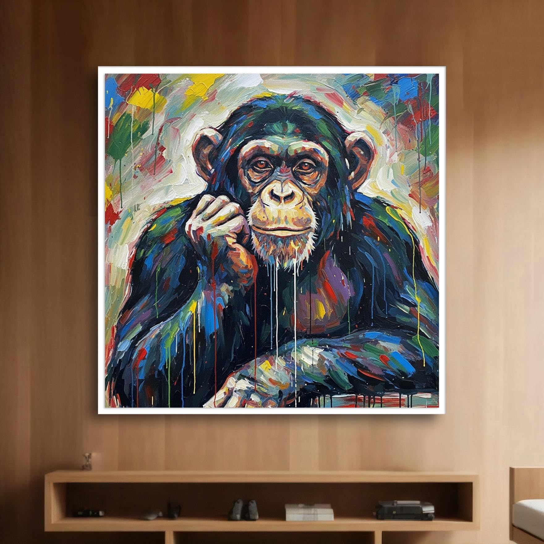 Images de la faune sauvage sous forme de tableau de singe abstrait - 6