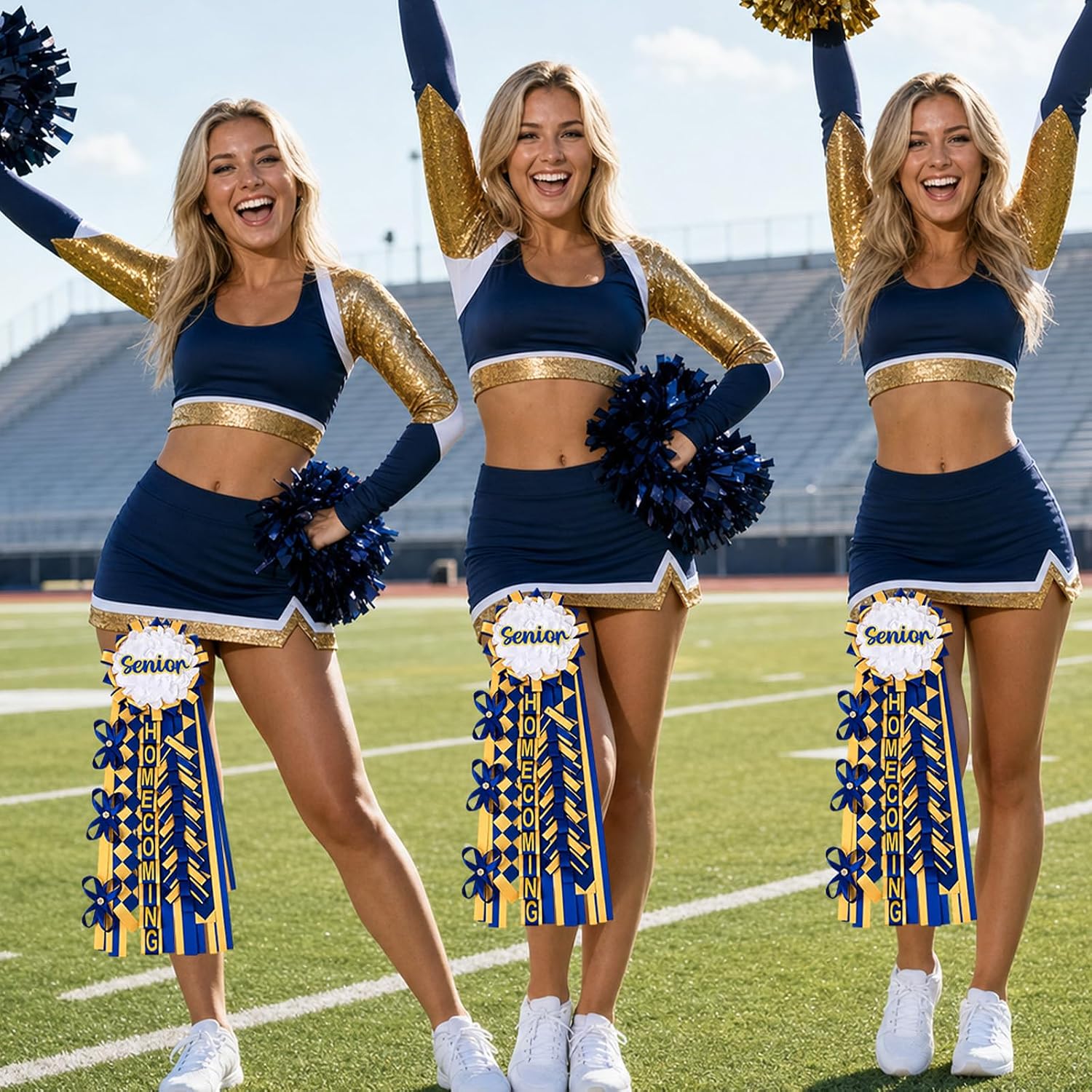 Hamdwerk Blue Gold Homecoming Mum Supplies 15'' DIY HOCO Mom Craft Kit