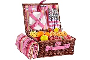 Pink Wicker Picnic Basket for 4: The Epitome of Cute Picnic Accessories