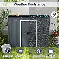 Vista 5 de Goplus Cobertizo de almacenamiento para exteriores con base de suelo, 3.2 pies x 6.7 pies, resistente a la intemperie, cobertizo de herramientas