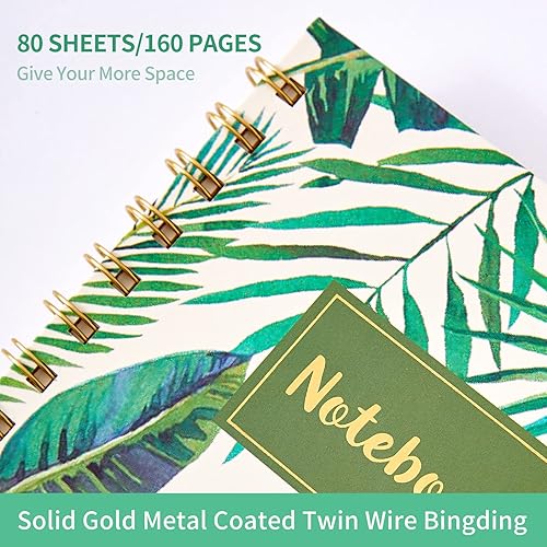 Miniatura 3 de TSFPapier Cuaderno de espiral, diario de negocios de tapa suave con bolsillo grande (GLeaf)