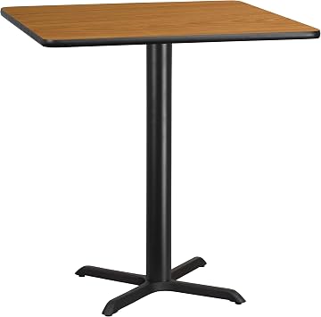 EMMA + OLIVER 42 Sq Natural Laminate Bar Table Top, 33x33 Base