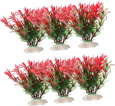 6pcs Aquarium Simulated Aquatic Plants Aquarium Accessories Fish Tank Supplies Fish Tank Decorations Plants Aquarium Supplies Aquarium Fake Plants Fish Decorations for Tank Red