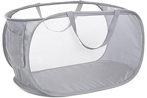Durable Collapsible Laundry Carrier with Mesh, Side Pocket & Reinforced Carry Handles
