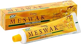 Dabur Meswak Toothpaste - Fluoride Free Toothpaste, Natural Toothpaste for Oral & Gum Health, Toothpaste for Dental Care. Natural Toothpaste with Miswak Essence, Daily for Oral Care (Pack of 3)