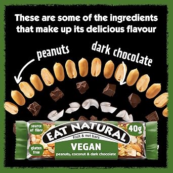 Eat Natural Nut Bars, Peanuts, Coconut, Dark Chocolate, Apricots, 12 x 40g