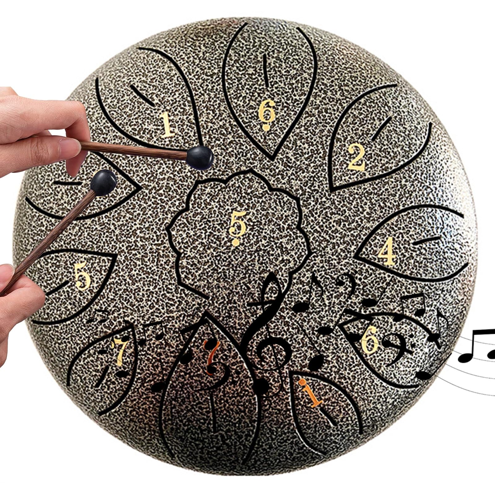 6 Calowy BęBen Deszczowy Miniaturowy Stalowy BęBen JęZykowy Dla DorosłYch Dzieci 11 TonóW Eteryczny BęBen PrzenośNy Instrument Perkusyjny Zestaw RęCzny(Silver)