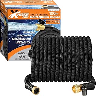 X-Hose Pro Expandable Garden Hose 100 Ft Water Hose, Flexible Garden Hose, Heavy Duty Lightweight Retractable Weatherproof, Crush Resistant Fittings, Kink Free Expandable Hose as Seen on TV