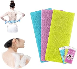 3 Pack 35 Inch Extra Long Exfoliating Bath Cloth/Towel Nylon Bath Towel Korean Exfoliating Bath Cloth/Towel Japanese Bath Cloth/Towel Body Shower Cleaning Sponges for Back and Body Use,3 Color