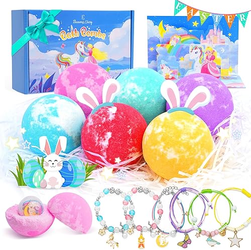 Bombas de baño para niños con pulseras sorpresa en el interior, Eleanore's Diary hechas a mano, agradable a la piel, divertida bomba de baño de