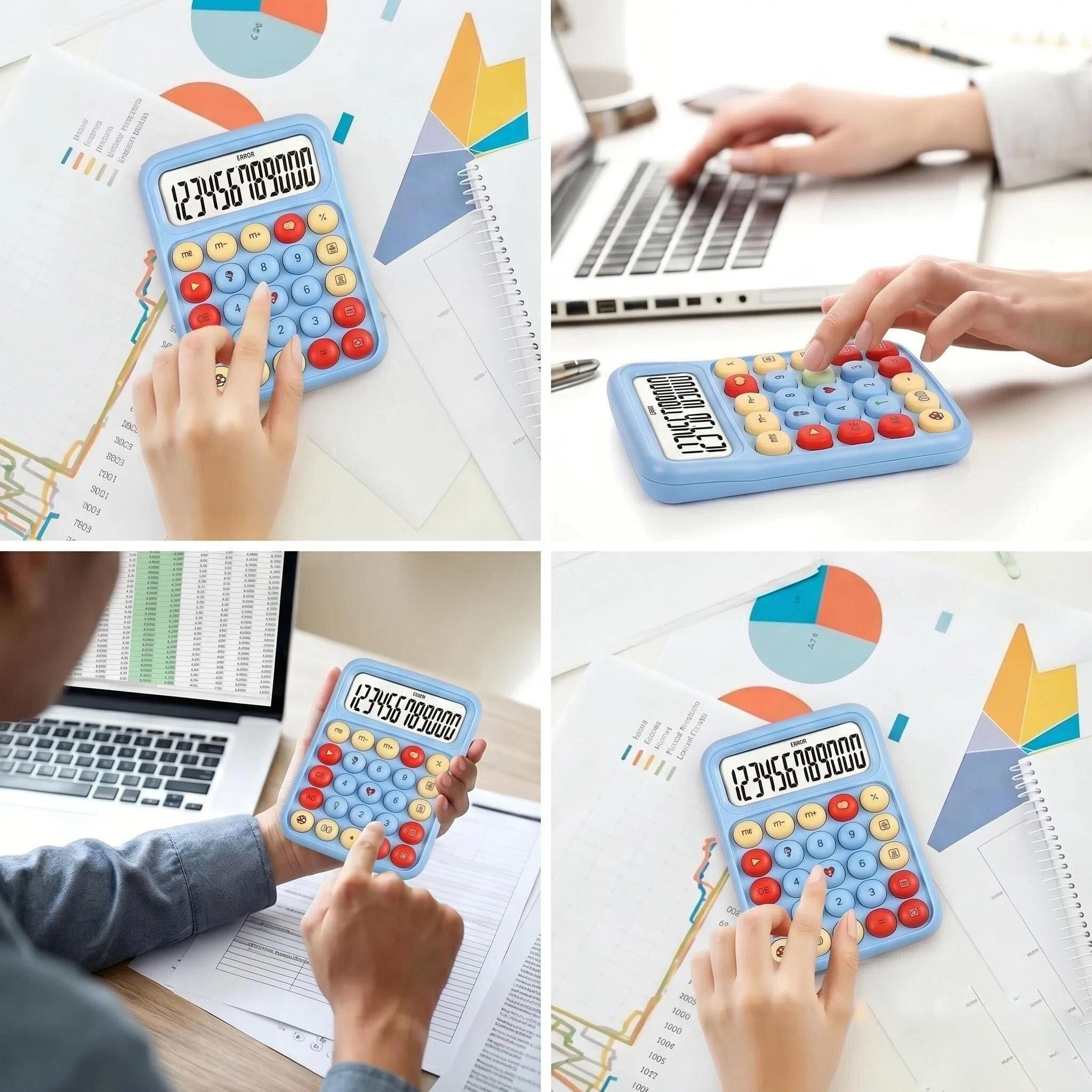 Calculadora estética de escritorio, calculadora de estilo retro fácil de usar, calculadora de 12 dígitos con alfombrilla antideslizante, diseño bonito, ligero y duradero, perfecta para oficina
