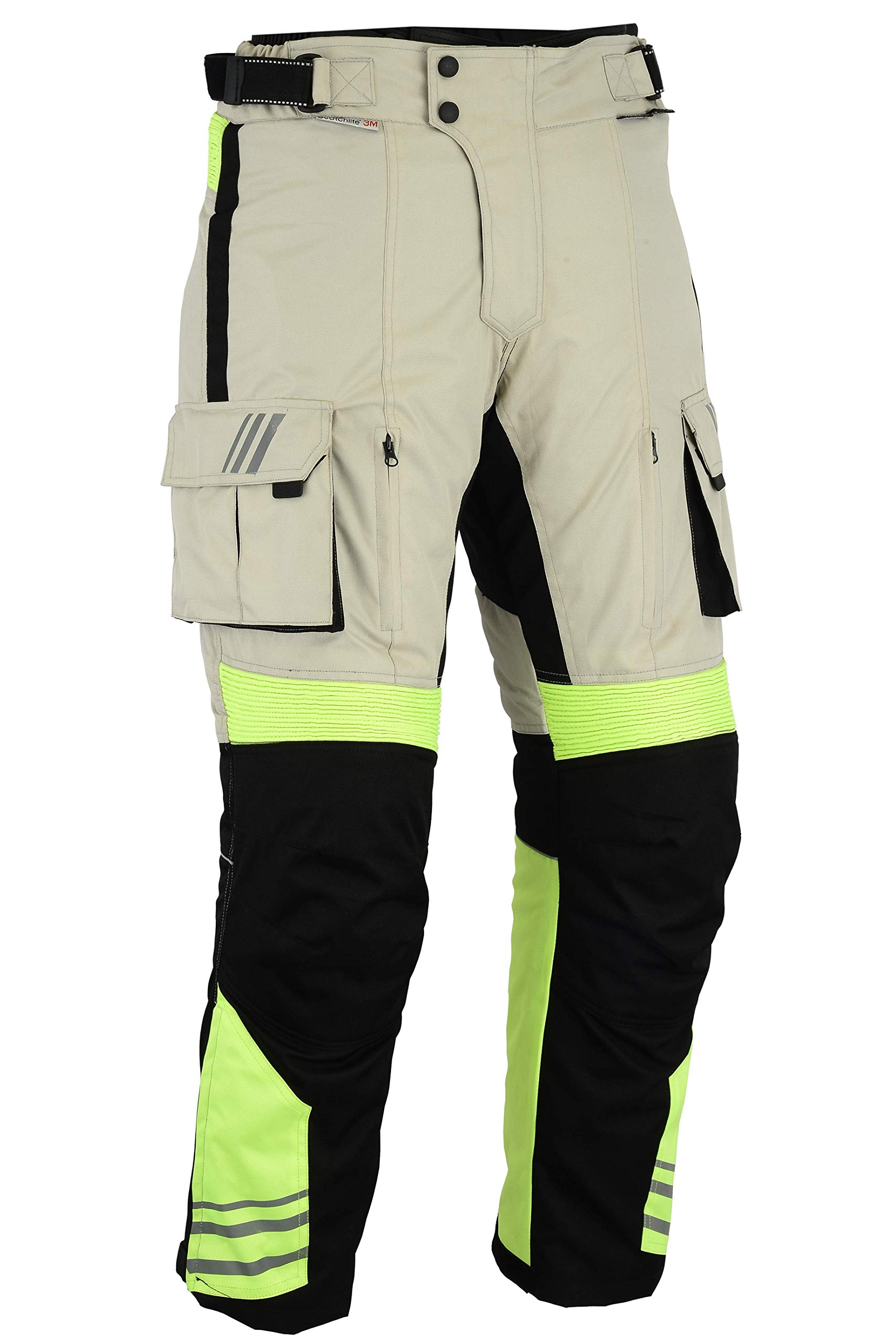 Bikers Gear Australia Hi Viz Safety GloRider - Pantalones impermeables para motocicleta con armadura extraíble CE1621-1