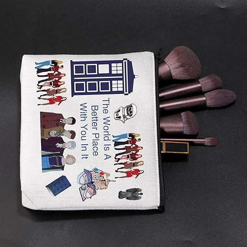 Miniatura 3 de Bolsa de cosméticos Dr Who para programas de televisión, bolsa de maquillaje inspirada en la película, el mundo es un lugar mejor, Beige