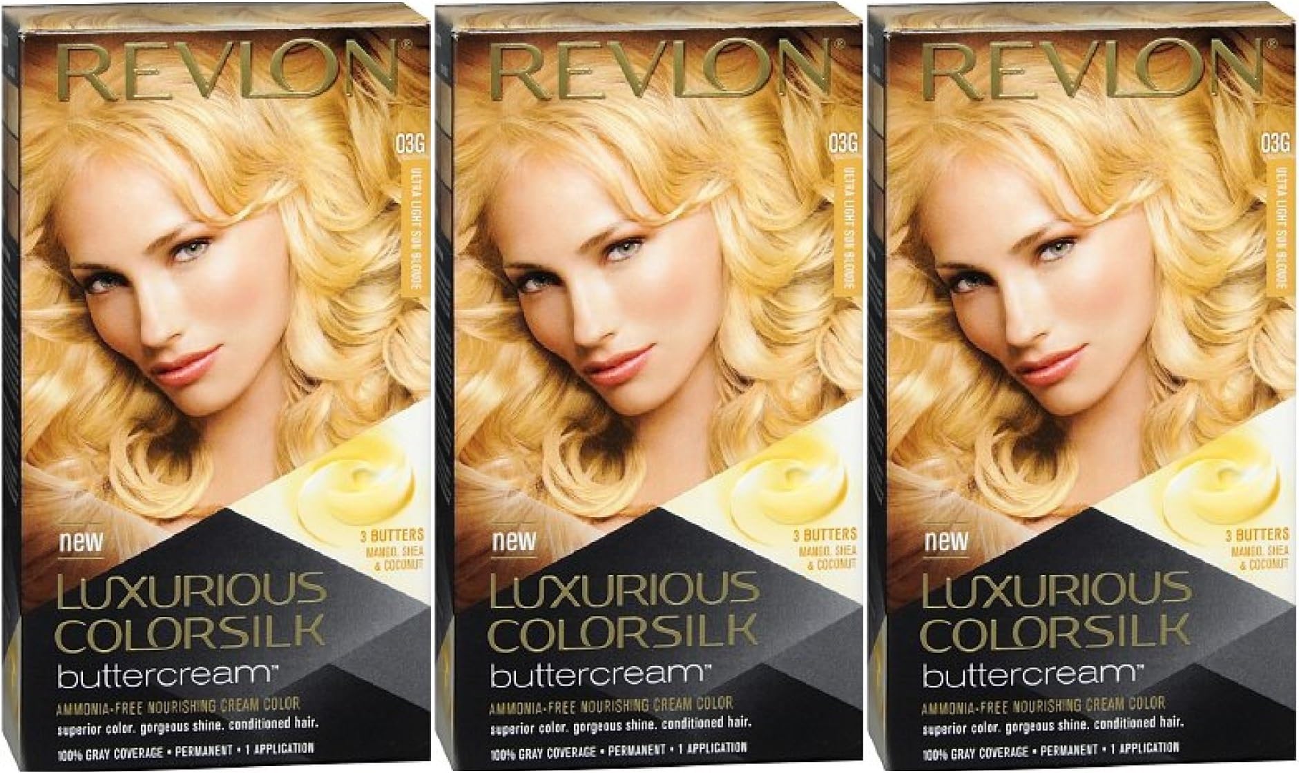 Revlon Luxurious Colorsilk Buttercream Ultra Light Sun Blonde 03G - 3 PACK