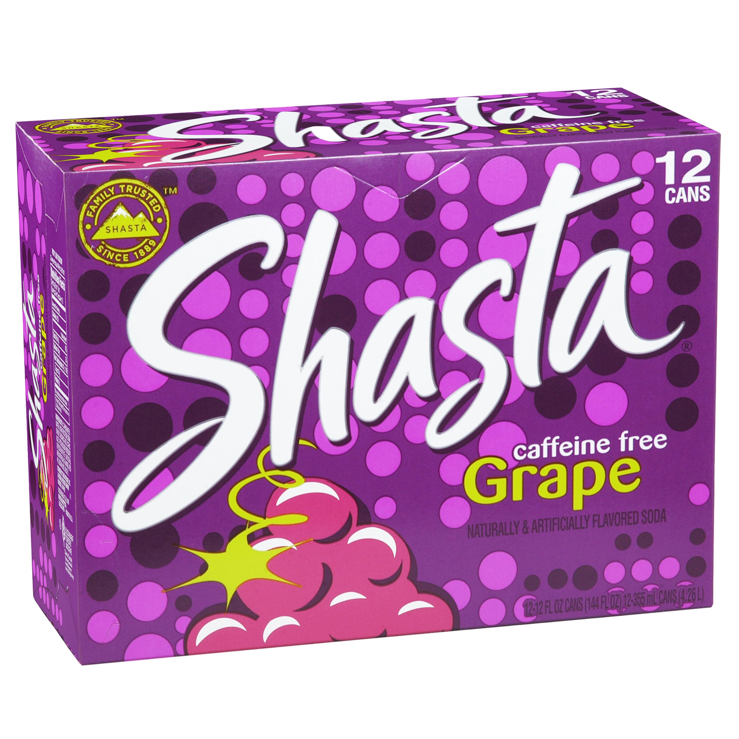Shasta Grape | 12-Pack of 12oz Cans | Bold Purple Grape Flavor | Sweet & Fruity | Caffeine-Free