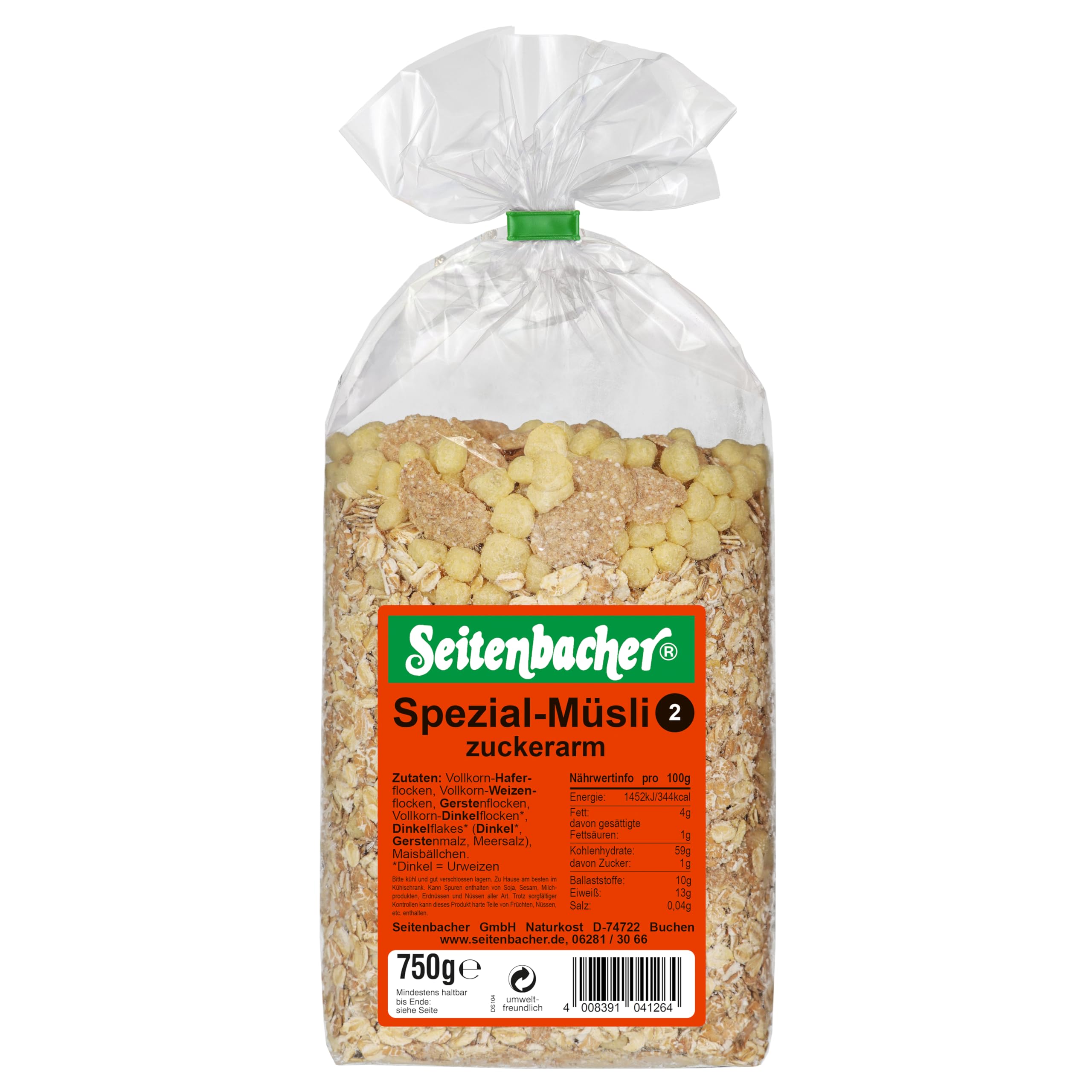 Seitenbacher Spezial Müsli 2 I mit Maisbällchen I Vollkorngetreide I ohne zugesetzes Zucker I ohne zugesetztes Fett I ohne Rosinen I (12 x 750 g)