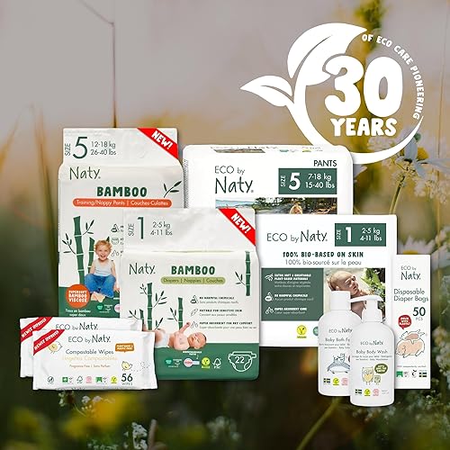 Miniatura 6 de Naty - Pañales de viscosa de bambú para bebé, suaves y sedosos, a base de plantas, dermatológicamente probados para pieles sensibles y súper