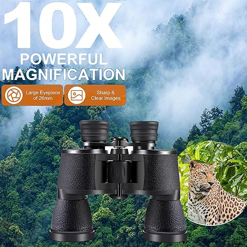 Miniatura 2 de Binoculares de alta potencia de 20 x 50, prismáticos de alta potencia para adultos, visión nocturna con poca luz, impermeable, HD (10 x 50 - negro)