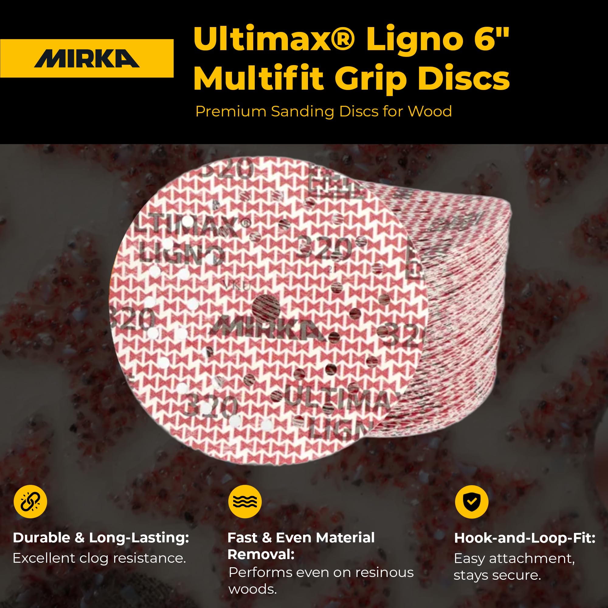 Mirka Ultimax Ligno - Disco de lijado multiajuste de 6 pulgadas 120