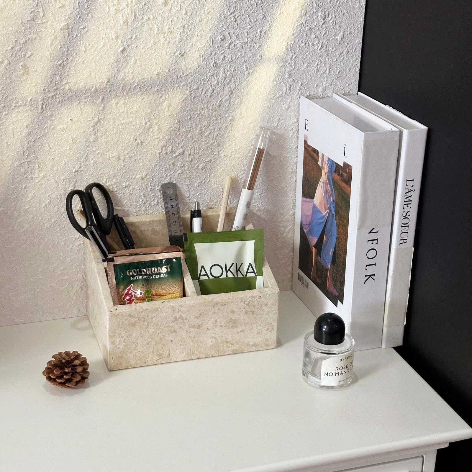 Organisateur de bureau en marbre naturel Calacatta Viola luxe