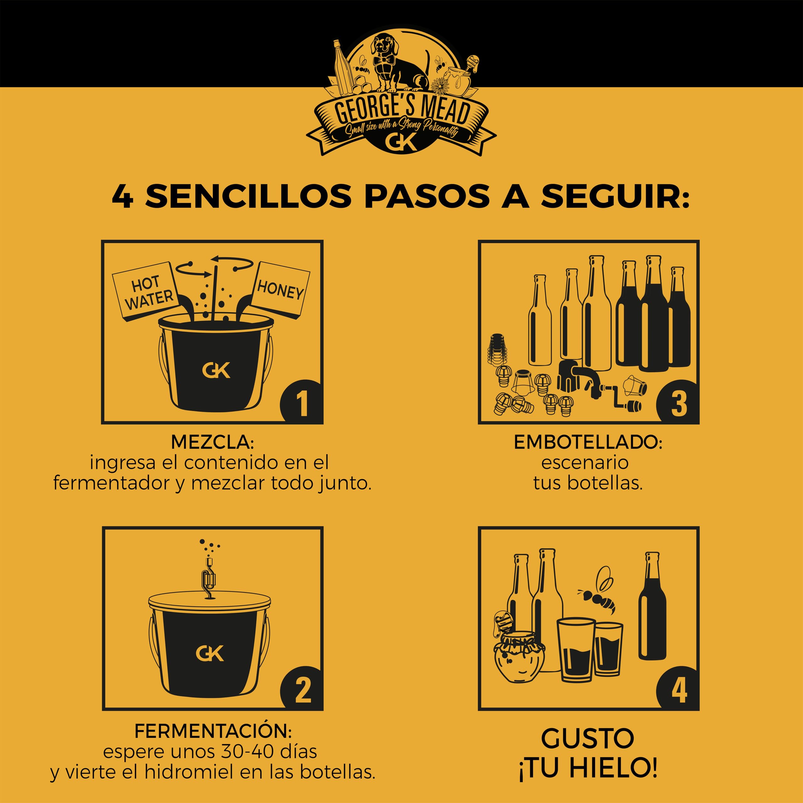 George's Mead Kit de fermentación de hidromela 5L artesanal