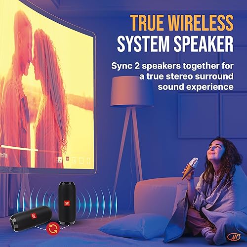 Miniatura 5 de Altavoz Bluetooth y radio FM altavoz inalámbrico portátil impermeable IPX5 con BT 5.3, sonido estéreo, tarjeta micro SD reproductor MP3,